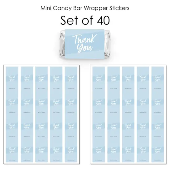 Big Dot of Happiness Dusty Blue Elegantly Simple - Mini Candy Bar Wrapper Stickers Party Small Favors 40 Ct {4}