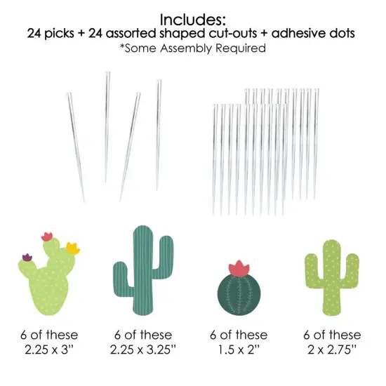 Big Dot of Happiness Prickly Cactus Party - Dessert Cupcake Toppers - Fiesta Party or Fiesta Birthday Party Clear Treat Picks - Set of 24 {7}