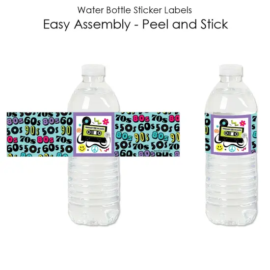 Big Dot of Happiness Through the Decades - 50s, 60s, 70s, 80s, and 90s Party Water Bottle Sticker Labels - Set of 20 {3}