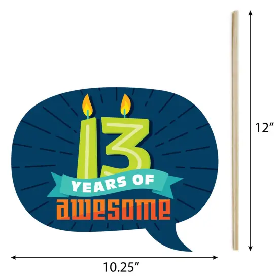 Big Dot of Happiness Boy 13th Birthday - Official Teenager Birthday Party Photo Booth Props Kit - 20 Count {7}