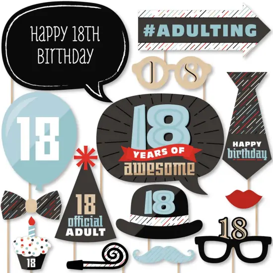 Big Dot of Happiness Boy 18th Birthday - Eighteenth Birthday Party Photo Booth Props Kit - 20 Count {1}