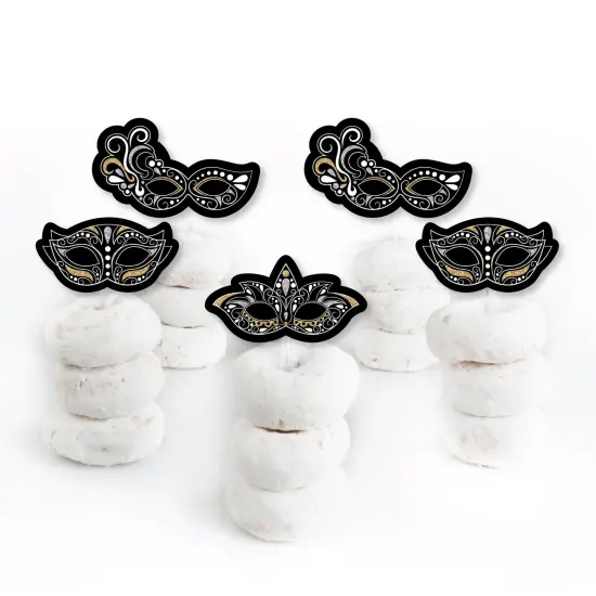 Big Dot of Happiness Masquerade - Dessert Cupcake Toppers - Venetian Mask Party Clear Treat Picks - Set of 24 {3}