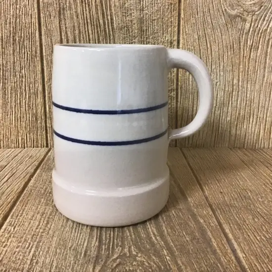 Martinez Pottery Heritage Blue Stripe Handmade Stoneware Large Stein Mug, 36 fluid ounces {4}