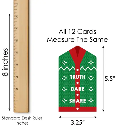 Big Dot of Happiness Ugly Sweater - Holiday and Christmas Party Game Pickle Cards - Truth, Dare, Share Pull Tabs - Set of 12 {6}