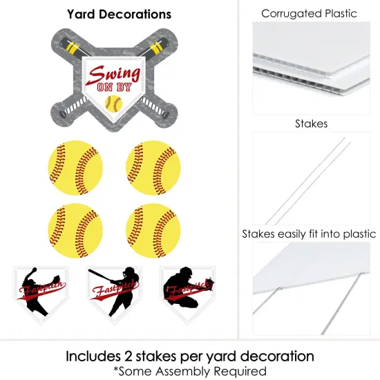 Big Dot of Happiness Grand Slam - Fastpitch Softball - Yard Sign & Outdoor Lawn Decorations - Birthday Party or Baby Shower Yard Signs - Set of 8 {6}