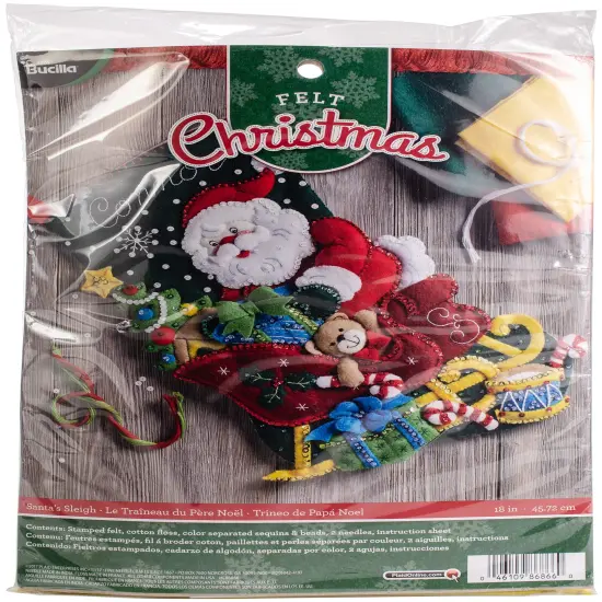 Bucilla Felt Stocking Applique Kit 18" Long-Santa's Sleigh {1}