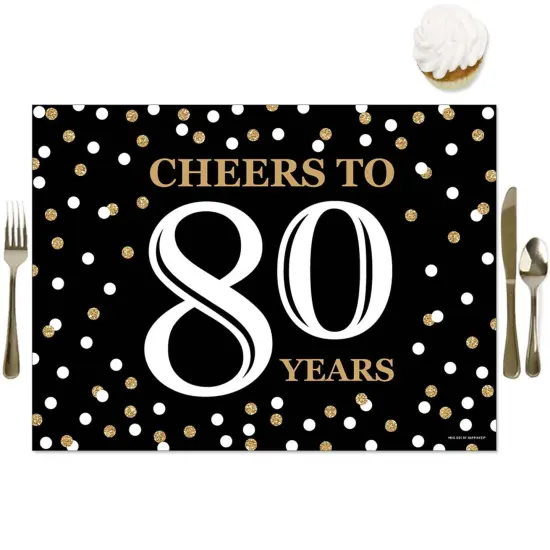 Big Dot of Happiness Adult 80th Birthday - Gold - Party Table Decorations - Birthday Party Placemats - Set of 16 {1}