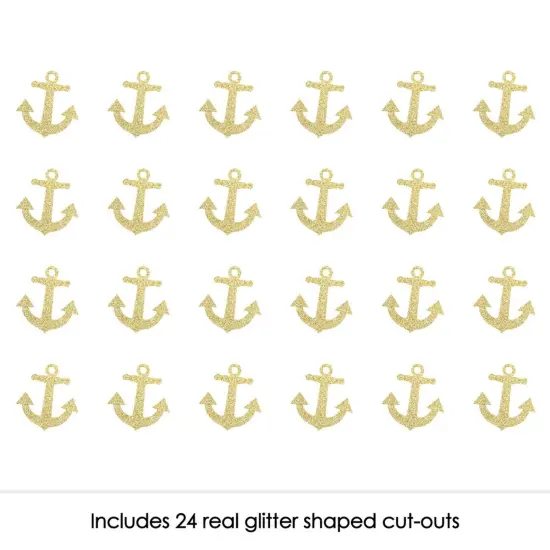 Big Dot of Happiness Gold Glitter Anchor - No-Mess Real Gold Glitter Cut-Outs - Nautical Party Confetti - Set of 24 {3}