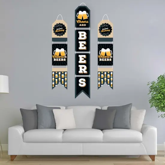 Big Dot of Happiness Cheers and Beers Happy Birthday - Hanging Vertical Paper Door Banners - Birthday Party Wall Decoration Kit - Indoor Door Decor {3}