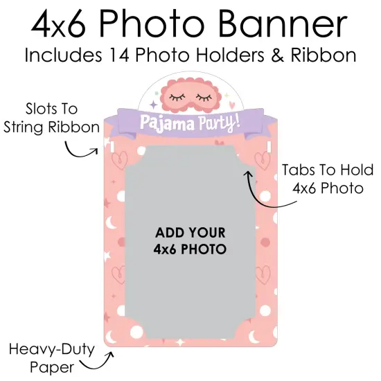 Big Dot of Happiness Pajama Slumber Party - DIY Girls Sleepover Birthday Party Decor - Picture Display - Photo Banner {7}