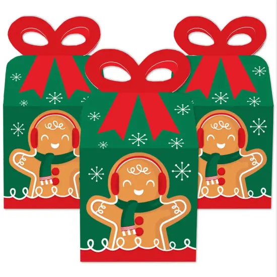 Big Dot of Happiness Gingerbread Christmas - Square Favor Gift Boxes - Gingerbread Man Holiday Party Bow Boxes - Set of 12 {3}