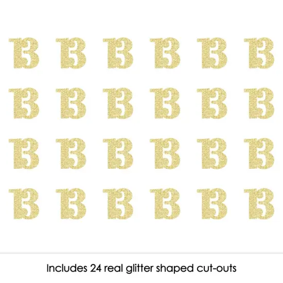 Big Dot of Happiness Gold Glitter 13 - No-Mess Real Gold Glitter Cut-Out Numbers - 13th Birthday Party Confetti - Set of 24 {3}