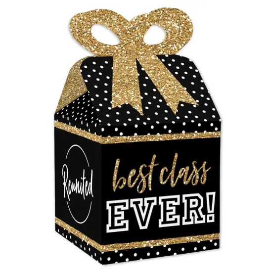 Big Dot of Happiness Reunited - Square Favor Gift Boxes - School Class Reunion Party Bow Boxes - Set of 12 {1}
