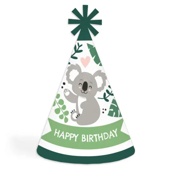 Big Dot of Happiness Koala Cutie - Cone Happy Birthday Party Hats for Kids and Adults - Set of 8 (Standard Size) {1}