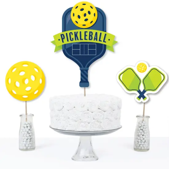 Big Dot of Happiness Let&rsquo;s Rally - Pickleball - Birthday or Retirement Party Centerpiece Sticks - Table Toppers - Set of 15 {4}