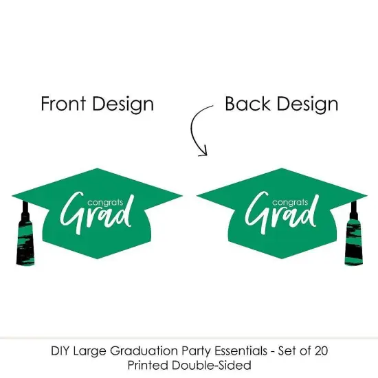 Big Dot of Happiness Green Graduation Hat Decorations - DIY Large Party Essentials - 20 Count {7}