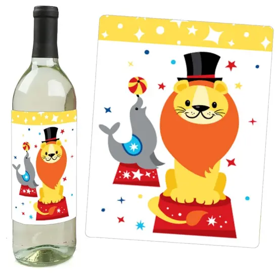 Big Dot of Happiness Carnival - Step Right Up Circus - Carnival Themed Party Decorations for Women and Men - Wine Bottle Label Stickers - Set of 4 {3}