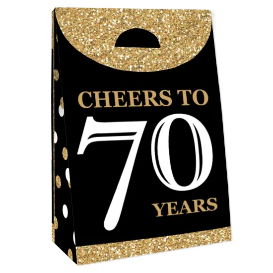 Big Dot of Happiness Adult 70th Birthday - Gold - Birthday Gift Favor Bags - Party Goodie Boxes - Set of 12 {4}