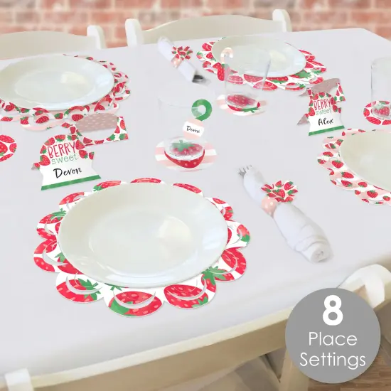 Big Dot of Happiness Berry Sweet Strawberry Fruit Themed Birthday Party & Baby Shower Paper Charger & Table Decorations Chargerific Kit Setting for 8 {3}