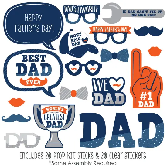 Big Dot of Happiness Happy Father's Day - We Love Dad Party Photo Booth Props Kit - 20 Count {3}
