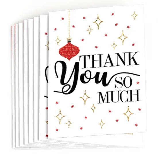 Big Dot of Happiness Red and Gold Friendsmas - Friends Christmas Party Thank You Cards (8 Count) {3}