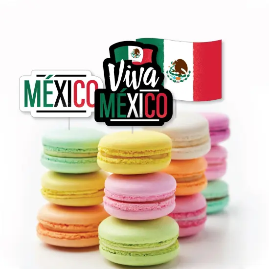 Big Dot of Happiness Viva Mexico - Dessert Cupcake Toppers - Mexican Independence Day Party Clear Treat Picks - Set of 24 {6}