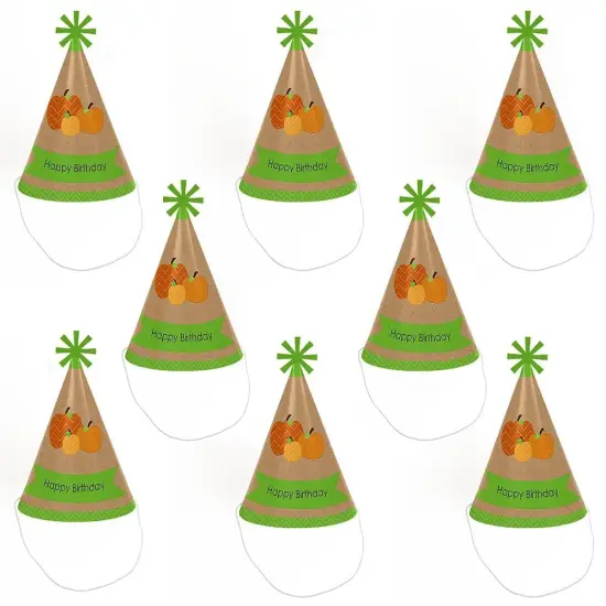 Big Dot of Happiness Pumpkin Patch - Fall, Halloween or Thanksgiving Cone Happy Birthday Party Hats for Kids and Adults - Set of 8 (Standard Size) {7}