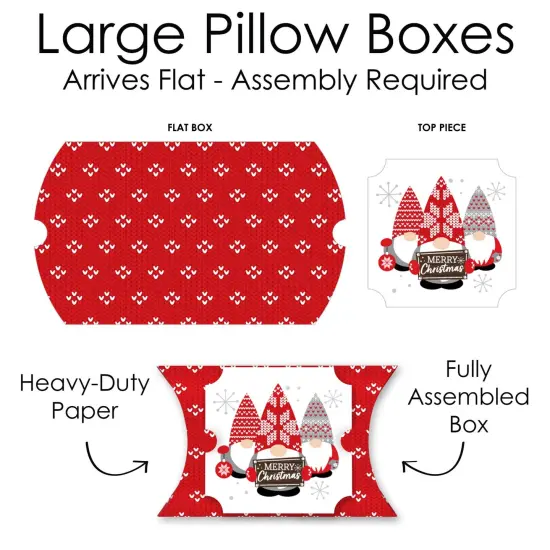 Big Dot of Happiness Christmas Gnomes - Favor Gift Boxes - Holiday Party Large Pillow Boxes - Set of 12 {7}