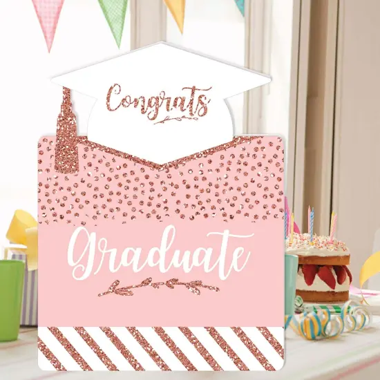 Big Dot of Happiness Rose Gold Grad - Graduation Congratulations Giant Greeting Card - Big Shaped Jumborific Card {3}