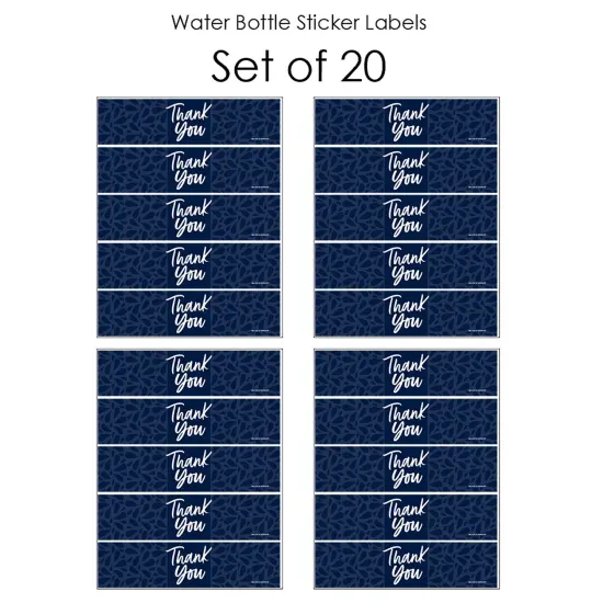 Big Dot of Happiness Navy Blue Elegantly Simple - Guest Party Favors Water Bottle Sticker Labels - Set of 20 {4}