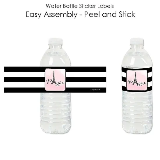 Big Dot of Happiness Paris, Ooh La La - Paris Themed Baby Shower or Birthday Party Water Bottle Sticker Labels - Set of 20 {3}