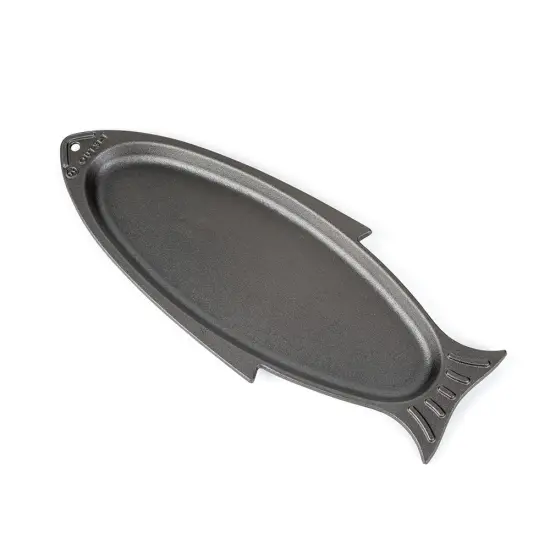 Outset 76376 Cast Iron Fish Grill Serving Pan 18.5 x 7.25 inches {4}