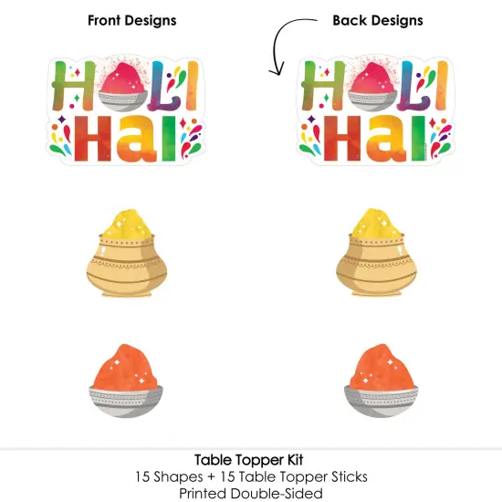 Big Dot of Happiness Holi Hai - Festival of Colors Party Centerpiece Sticks - Table Toppers - Set of 15 {6}