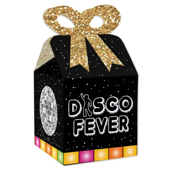 Big Dot of Happiness 70's Disco - Square Favor Gift Boxes - 1970s Disco Fever Party Bow Boxes - Set of 12 {1}