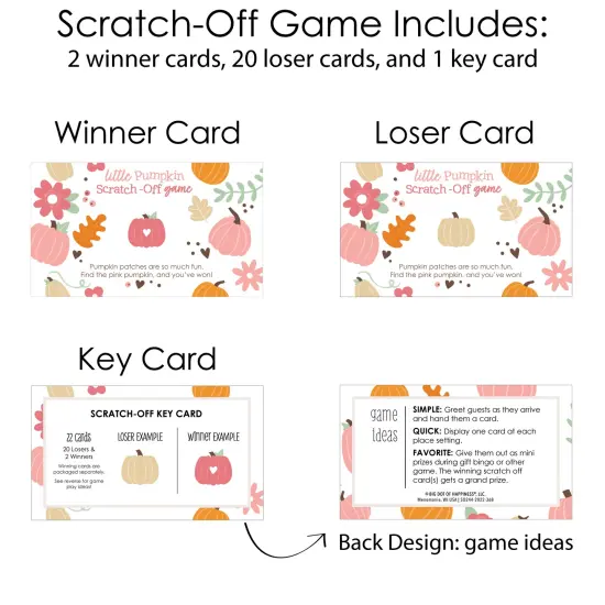 Big Dot of Happiness Girl Little Pumpkin - Fall Birthday Party or Baby Shower Game Scratch Off Cards - 22 Count {6}