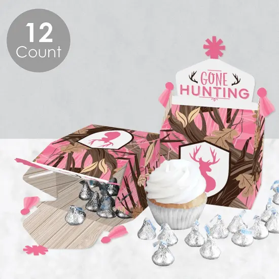 Big Dot of Happiness Pink Gone Hunting - Treat Box Party Favors - Deer Hunting Girl Camo Baby Shower or Birthday Party Goodie Gable Boxes - Set of 12 {4}