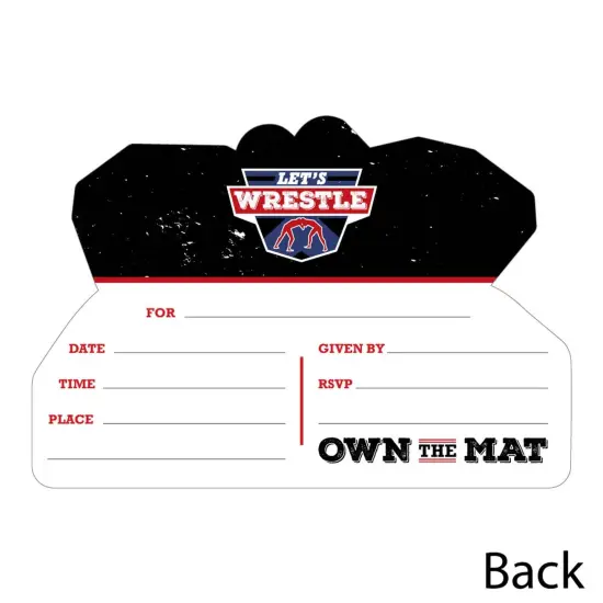 Big Dot of Happiness Own the Mat - Wrestling - Shaped Fill-in Invites - Birthday Party or Wrestler Party Invitation Cards with Envelopes - Set of 12 {4}
