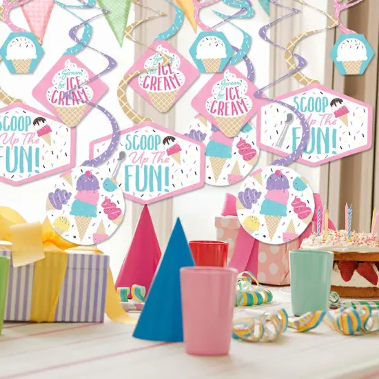Big Dot of Happiness Scoop Up the Fun - Ice Cream - Sprinkles Party Hanging Decor - Party Decoration Swirls - Set of 40 {3}