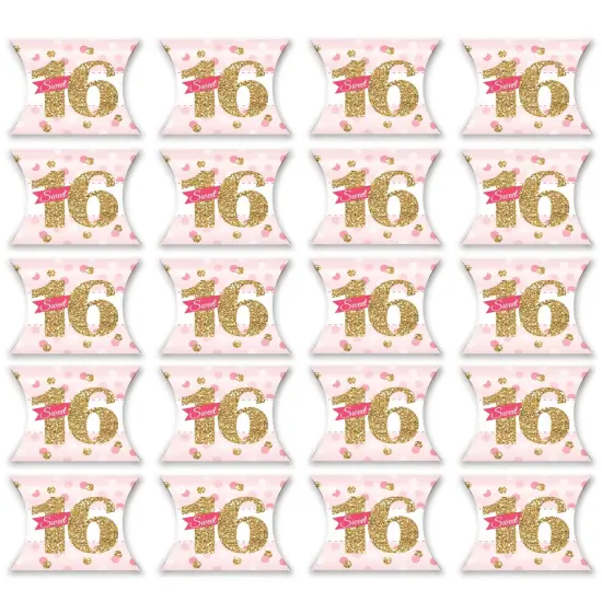 Big Dot of Happiness Sweet 16 - Favor Gift Boxes - 16th Birthday Party Petite Pillow Boxes - Set of 20 {6}