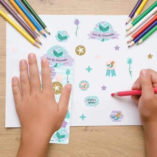 Big Dot of Happiness Let's Be Mermaids - Birthday Party Favor Kids Stickers - 16 Sheets - 256 Stickers {7}