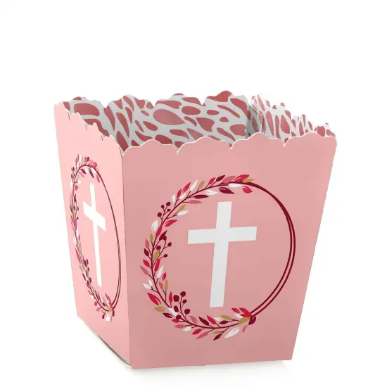 Big Dot of Happiness Pink Elegant Cross - Party Mini Favor Boxes - Girl Religious Party Treat Candy Boxes - Set of 12 {1}