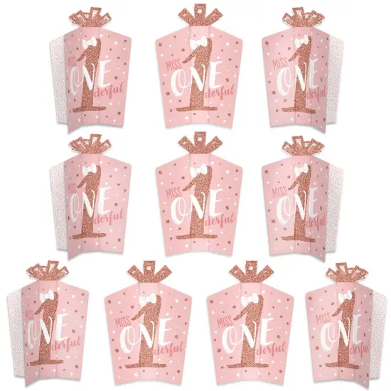 Big Dot of Happiness 1st Birthday Little Miss Onederful - Table Decorations - Girl First Birthday Party Fold and Flare Centerpieces - 10 Count {1}