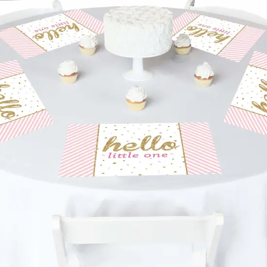 Big Dot of Happiness Hello Little One - Pink and Gold - Party Table Decorations - Girl Baby Shower Placemats - Set of 16 {3}