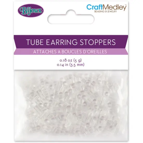 Craft Medley Rubber Tube Earring Stoppers 3.5mm 180/Pkg-Clear {1}