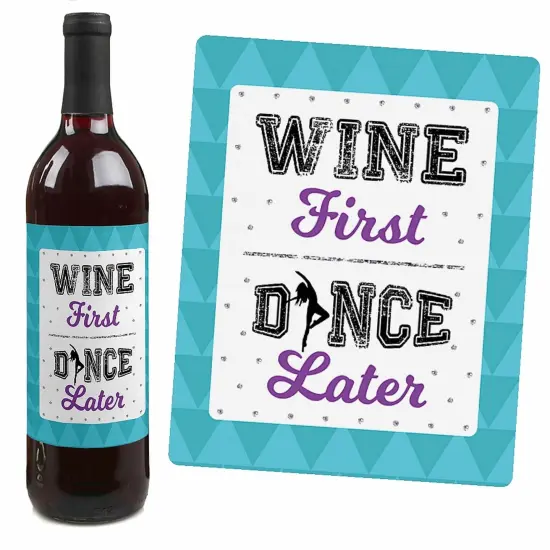 Big Dot of Happiness Must Dance to the Beat - Dance Decorations for Women and Men - Dance Party Wine Bottle Label Stickers - Set of 4 {4}