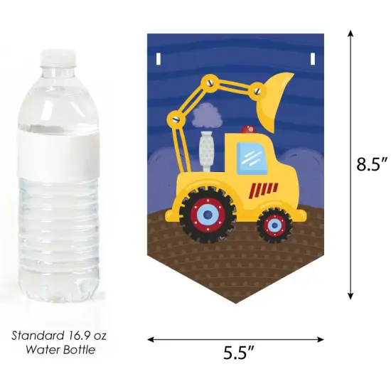 Big Dot of Happiness Construction Truck - Baby Shower Bunting Banner - Construction Party Decorations - Welcome Baby {3}