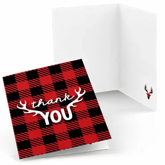 Big Dot of Happiness Prancing Plaid - Christmas and Holiday Buffalo Plaid Party Thank You Cards (8 Count) {1}
