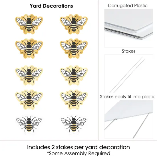 Big Dot of Happiness Little Bumblebee - Lawn Decorations - Outdoor Bee Baby Shower or Birthday Party Yard Decorations - 10 Piece {7}