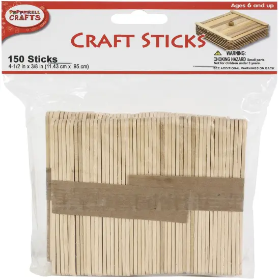 Pepperell Crafts Craft Sticks 4.5"X.375" 150/Pkg-Natural {1}