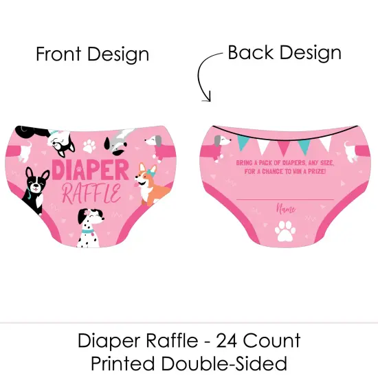 Big Dot of Happiness Pawty Like a Puppy Girl - Diaper Shaped Raffle Ticket Inserts - Pink Dog Baby Shower Activities - Diaper Raffle Game - Set of 24 {3}